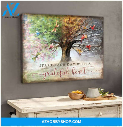 Dragonfly And Cardinal Canvas - Hanging Art For Living Room