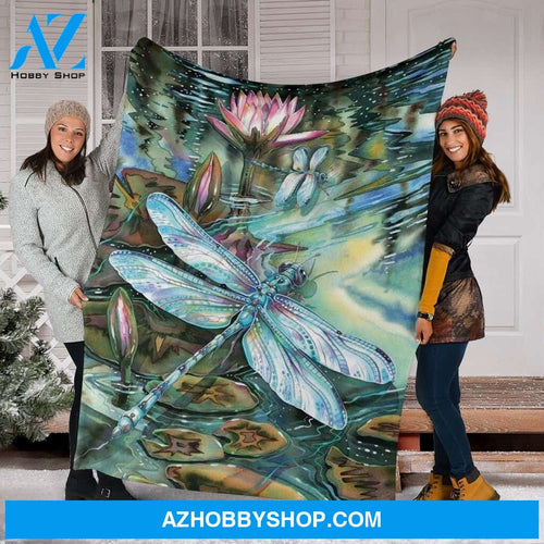Dragonfly And Flower Star Fleece Blanket