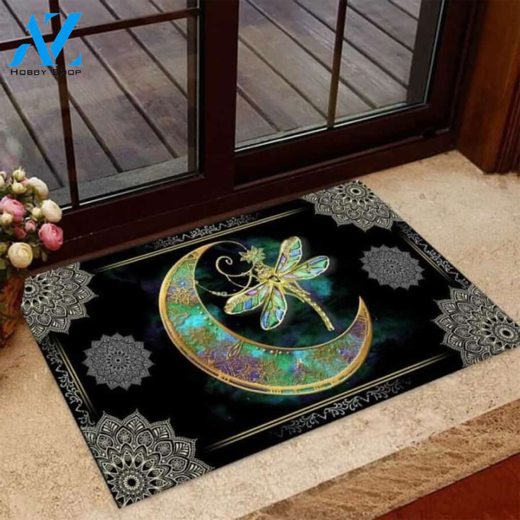 Dragonfly And The Moon Doormat | Welcome Mat | House Warming Gift