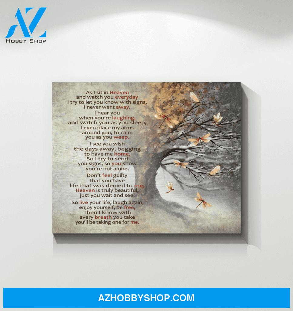 Dragonfly As I Sit In Heaven Canvas Wall Art