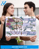 Dragonfly Be Joyful Pray Always Give Thanks Gift Family Canvas Wall Art
