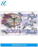 Dragonfly Be Joyful Pray Always Give Thanks Gift Family Canvas Wall Art