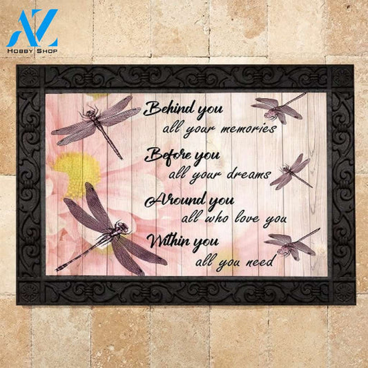 Dragonfly Behind You Before You Indoor And Outdoor Doormat Warm House Gift Welcome Mat Gift For Dragonfly Lovers