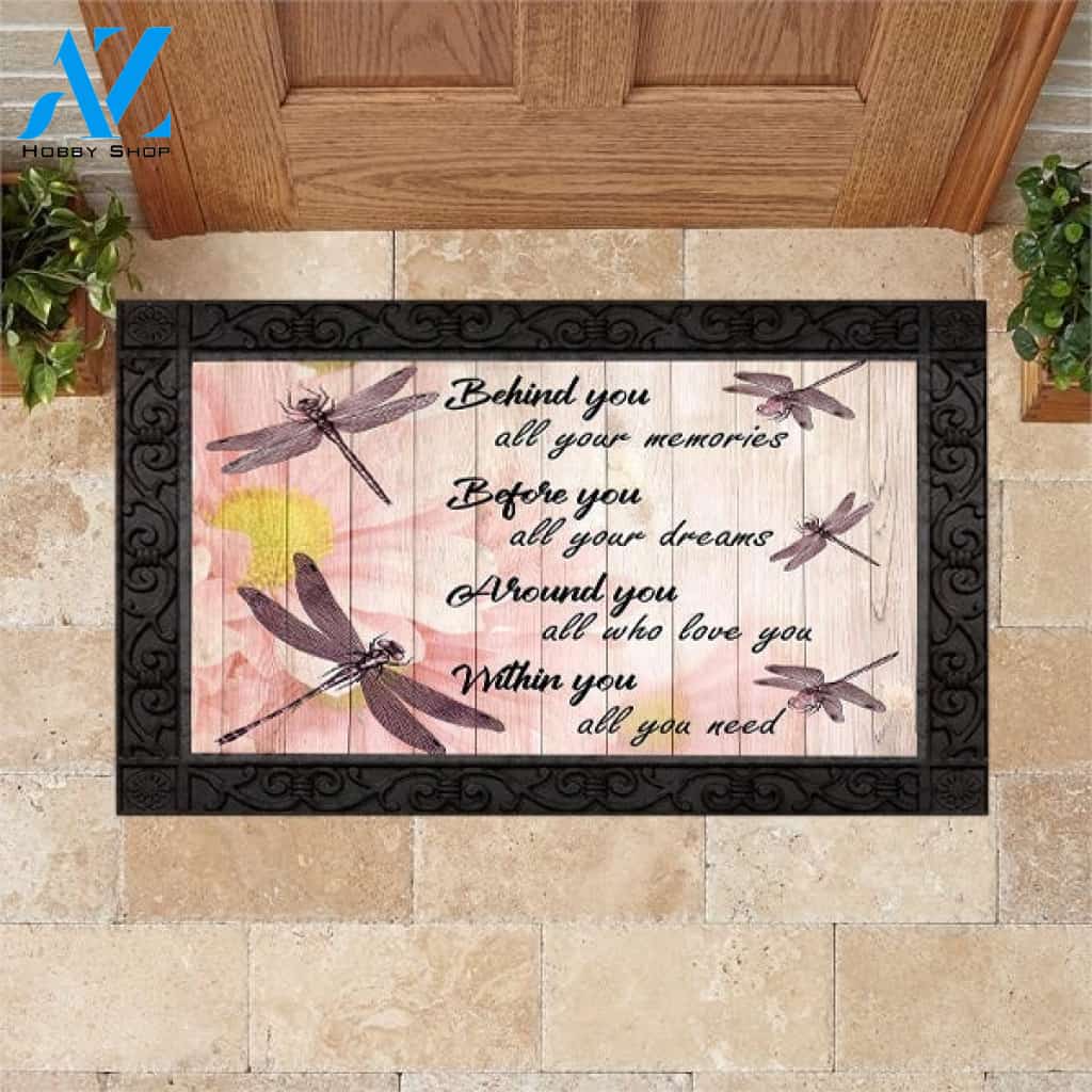 Dragonfly Behind You Before You Indoor And Outdoor Doormat Warm House Gift Welcome Mat Gift For Dragonfly Lovers