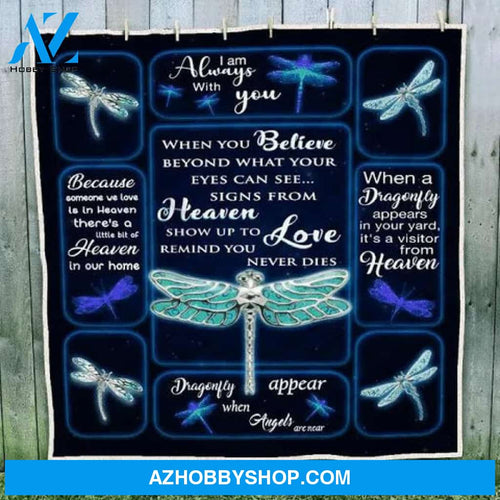 Dragonfly Blanket, I Am Always With You Silver Dragonflies Blanket