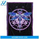 Dragonfly Blanket, Women's Colorful Dragonfly Fleece Blanket