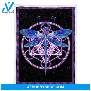 Dragonfly Blanket, Women's Colorful Dragonfly Fleece Blanket