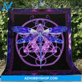 Dragonfly Blanket, Women's Colorful Dragonfly Fleece Blanket