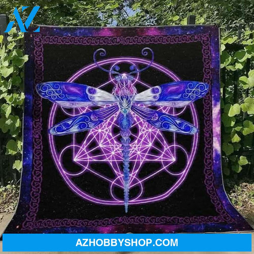Dragonfly Blanket, Women's Colorful Dragonfly Fleece Blanket