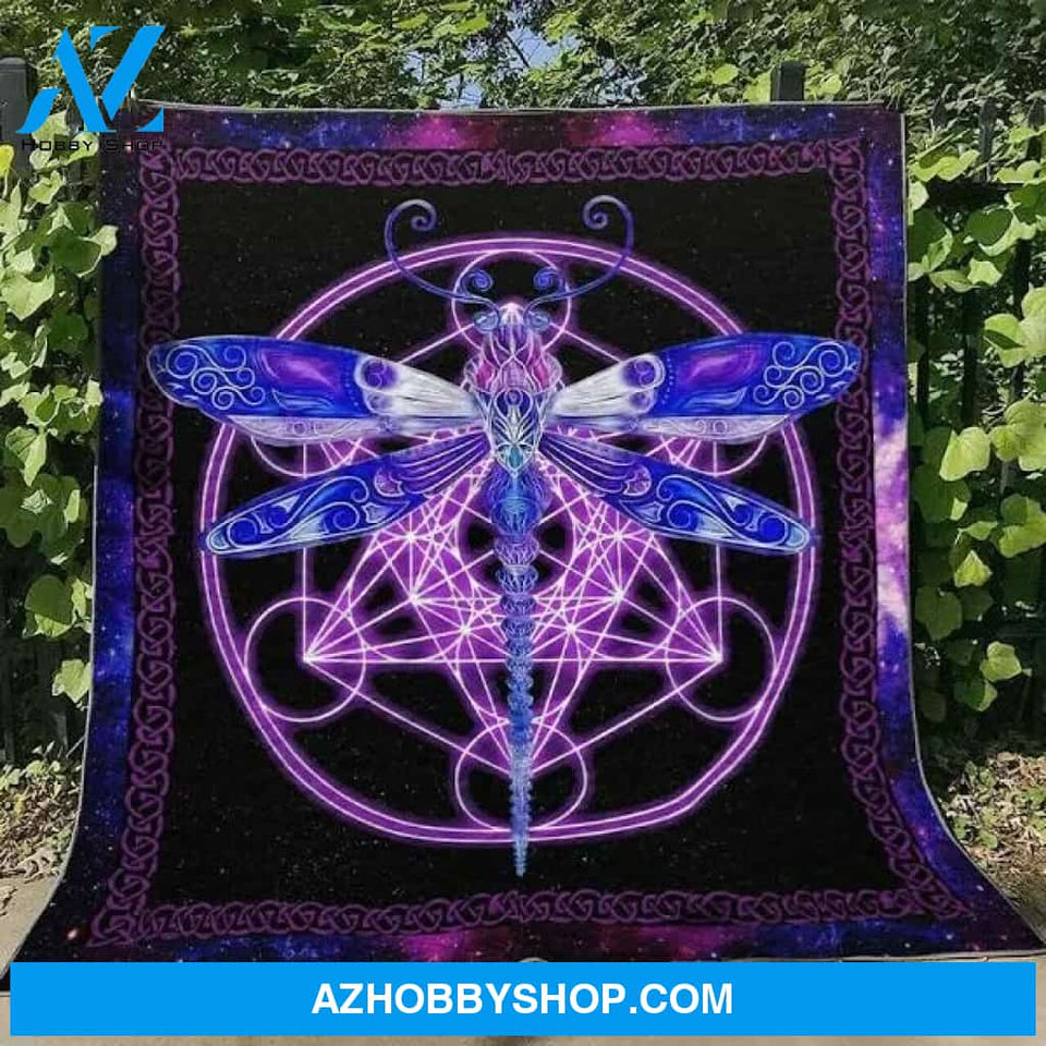 Dragonfly Blanket, Women's Colorful Dragonfly Fleece Blanket