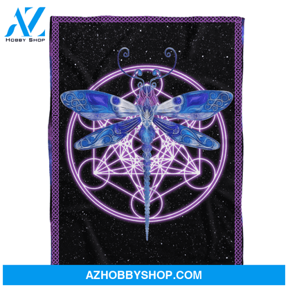 Dragonfly Blanket, Women's Colorful Dragonfly Fleece Blanket