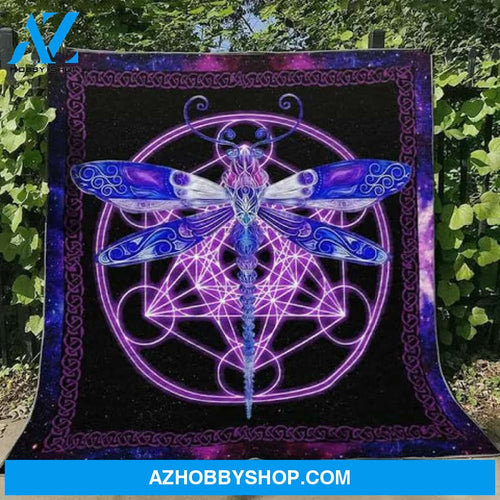 Dragonfly Blanket Women's Colorful Dragonfly Quilt Fleece Sherpa Throw