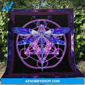 Dragonfly Blanket Women's Colorful Dragonfly Quilt Fleece Sherpa Throw
