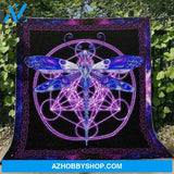 Dragonfly Blanket Women's Colorful Dragonfly Quilt Fleece Sherpa Throw