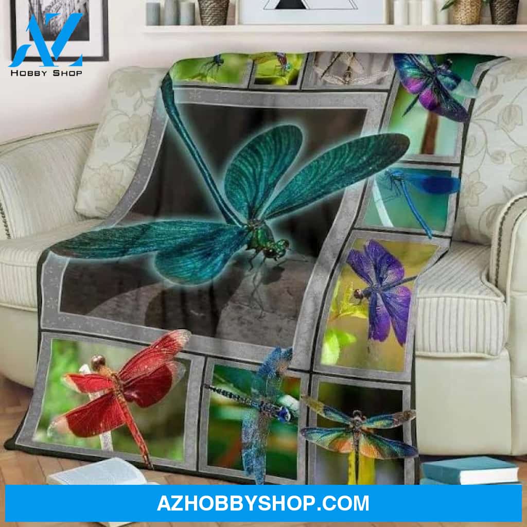 Dragonfly Blue Red And Purple Dark Green Dragonfly Quilt Blanket Great Customized Blanket Gifts For Birthday Christmas Thanksgiving