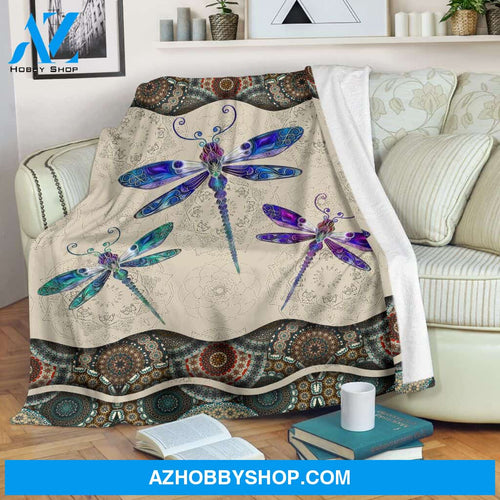 Dragonfly Boho Pattern Fleece Blanket