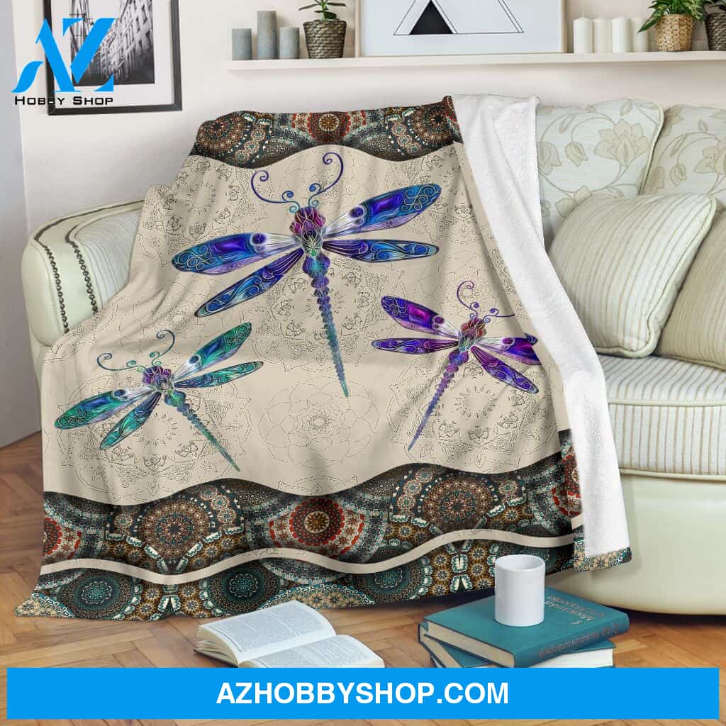 Dragonfly Boho Pattern Fleece Blanket