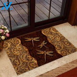 Dragonfly Brown Pattern Doormat | Welcome Mat | House Warming Gift
