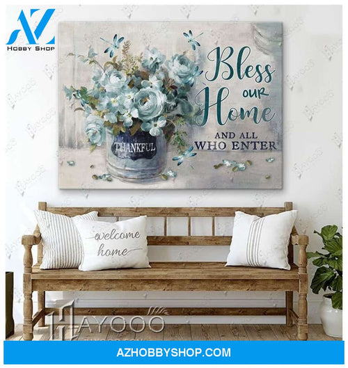 Dragonfly - Canvas - Bless Our Home And All Who Enter