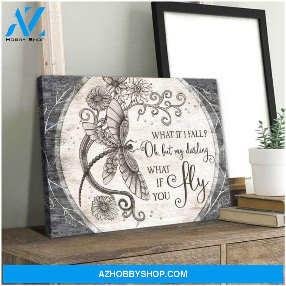 Dragonfly Canvas - Hanging Art For Living Room