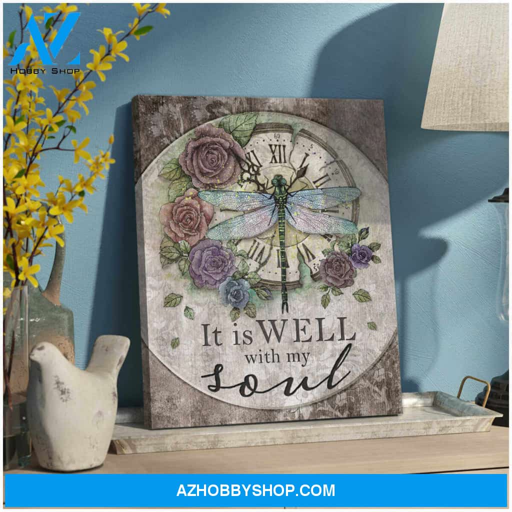 Dragonfly Canvas It Is Well With My Soul Wall Art Decor