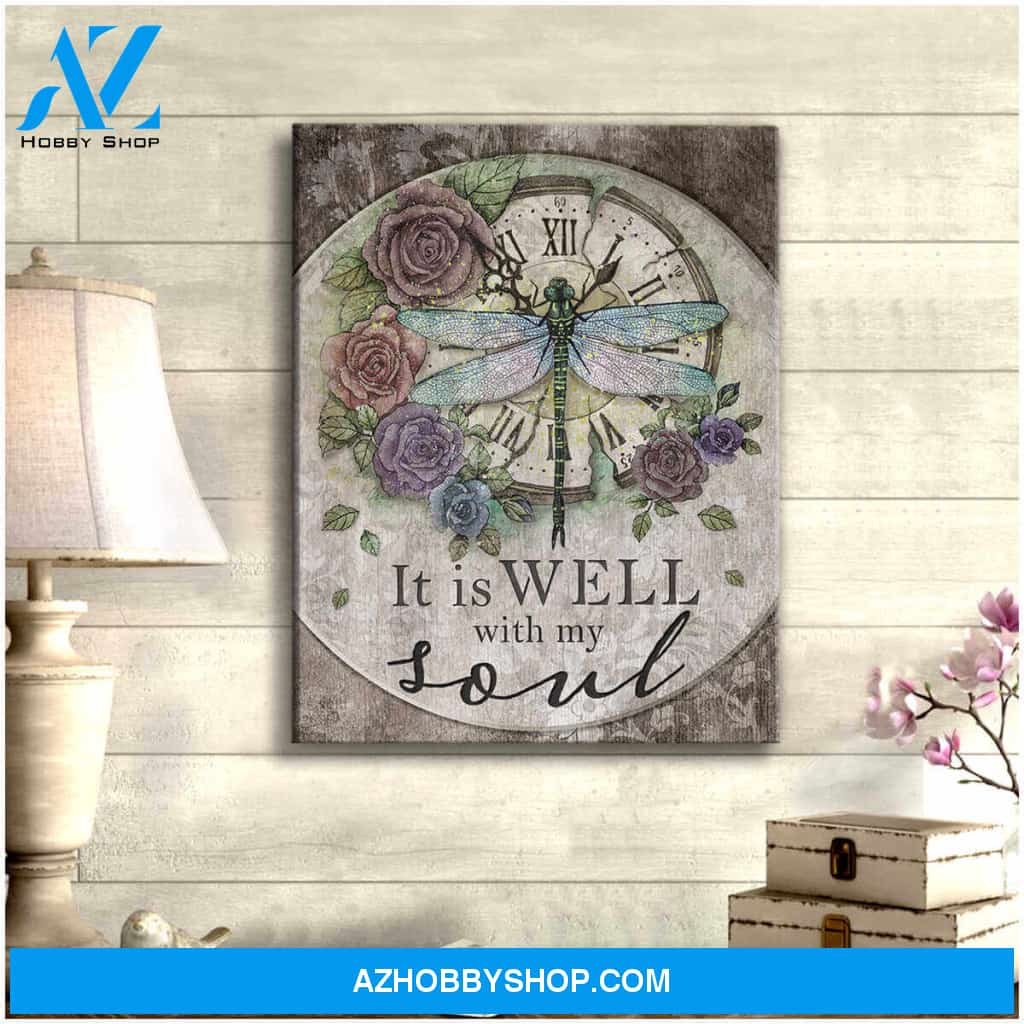 Dragonfly Canvas It Is Well With My Soul Wall Art Decor