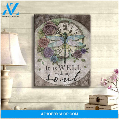 Dragonfly Canvas It Is Well With My Soul Wall Art Decor