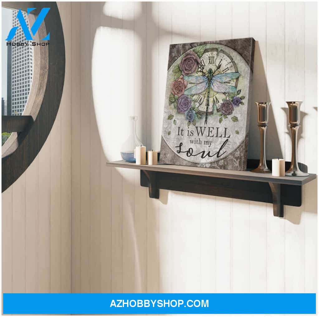 Dragonfly Canvas It Is Well With My Soul Wall Art Decor