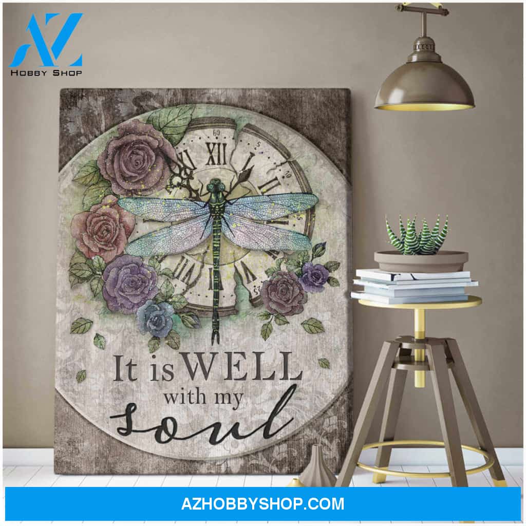 Dragonfly Canvas It Is Well With My Soul Wall Art Decor