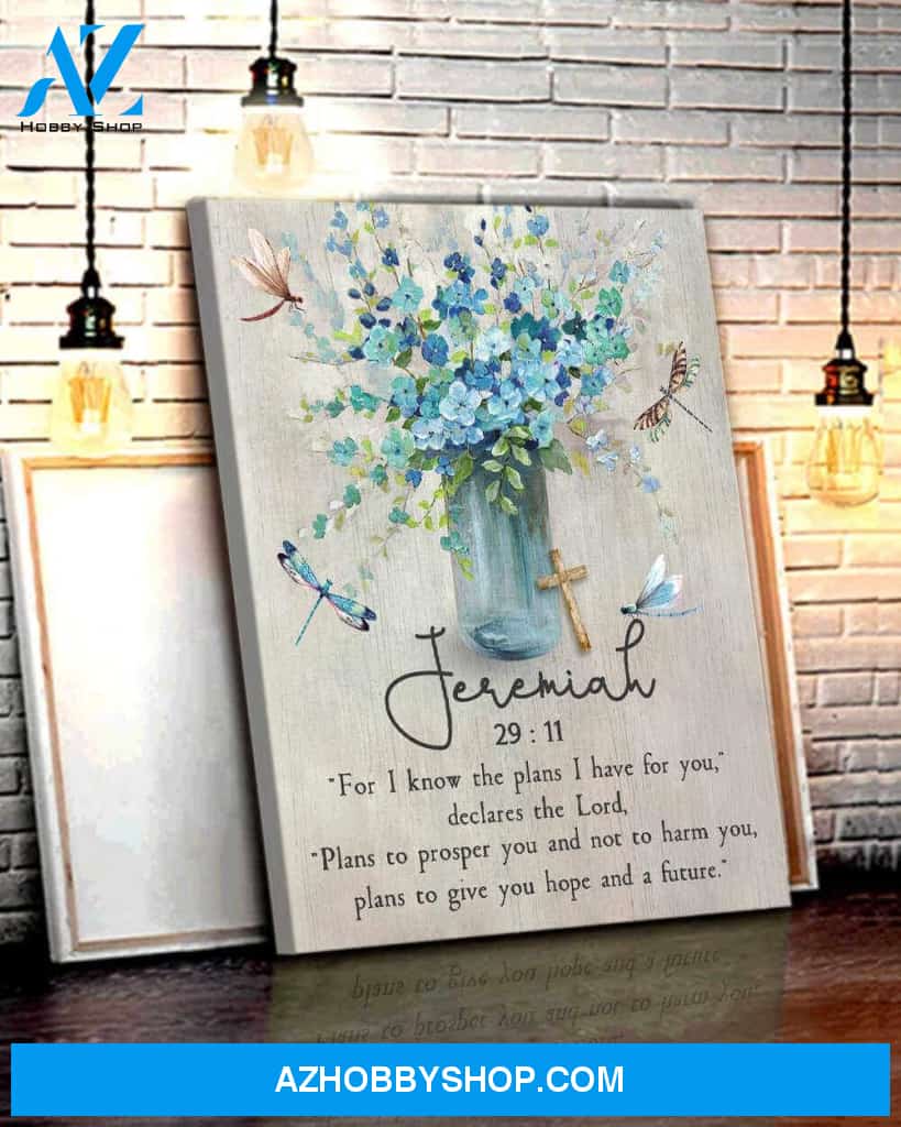Dragonfly Canvas Jeremiah 29:11 Wall Art Canvas - Anniversary, Birthday, Christmas, Housewarming Gift