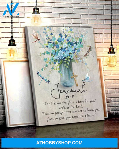 Dragonfly Canvas Jeremiah 29:11 Wall Art Canvas - Anniversary, Birthday, Christmas, Housewarming Gift