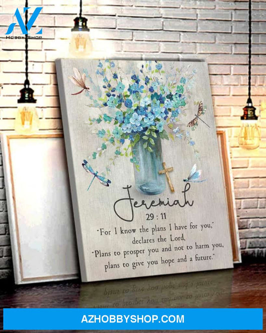Dragonfly Canvas Jeremiah 29:11 Wall Art Canvas - Anniversary, Birthday, Christmas, Housewarming Gift