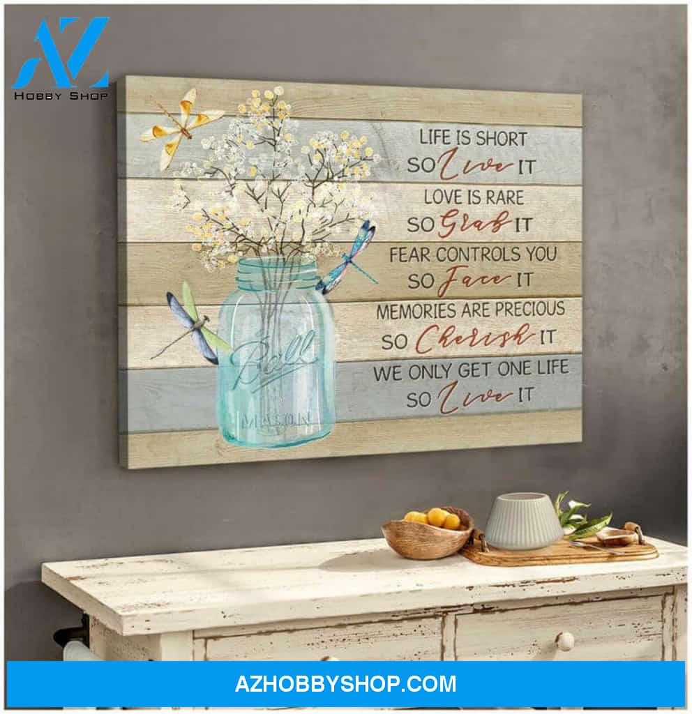 Dragonfly Canvas Live It Wall Art Decor | Moosfy Wrap Canvas Ready To Hang
