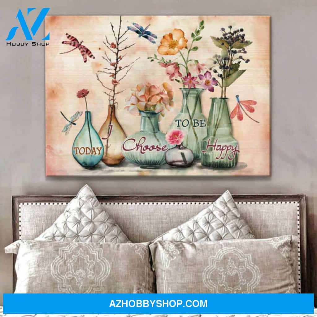 Dragonfly Canvas Today I Choose To Be Happy Wall Art Decor | Moosfy Wrap Canvas Ready To Hang