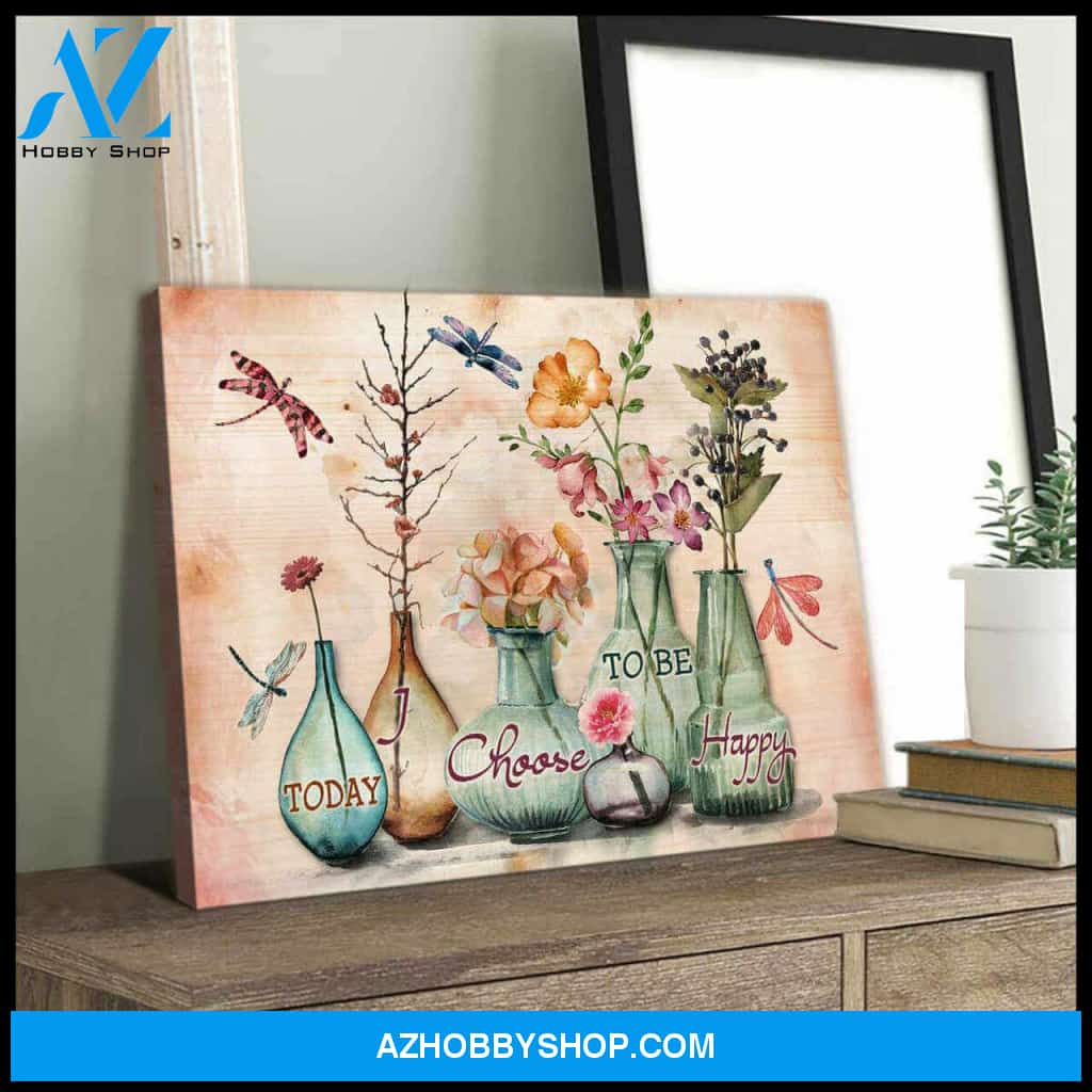Dragonfly Canvas Today I Choose To Be Happy Wall Art Decor | Moosfy Wrap Canvas Ready To Hang