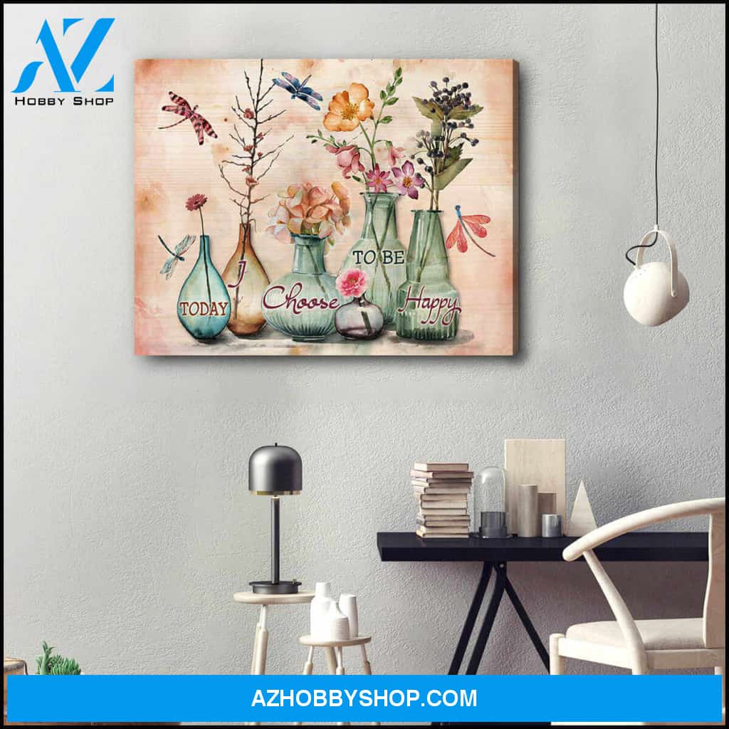 Dragonfly Canvas Today I choose To Be Happy Wall Art Decor