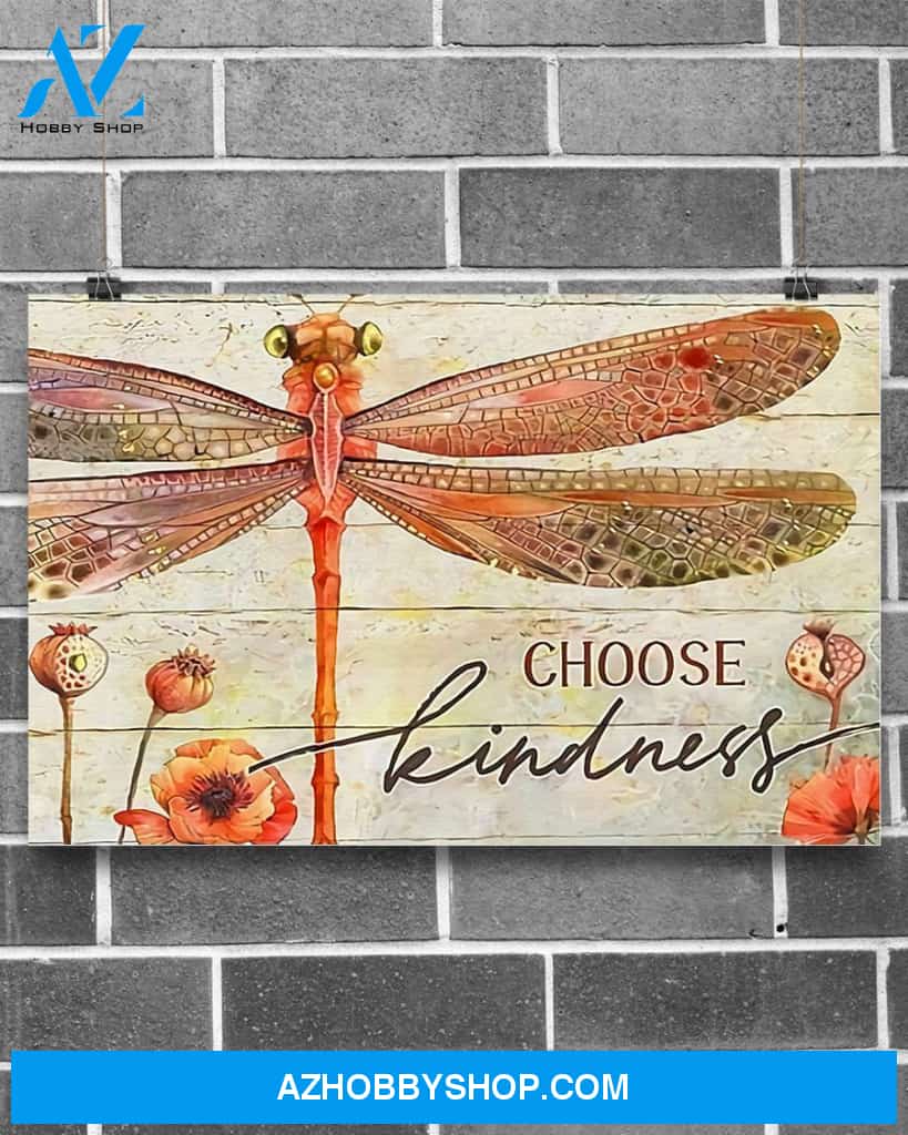 Dragonfly Choose Kindness Canvas Wall Art, Wall Decor Visual Art