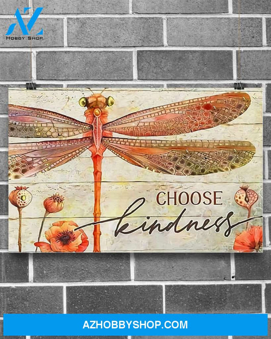 Dragonfly Choose Kindness Canvas Wall Art, Wall Decor Visual Art