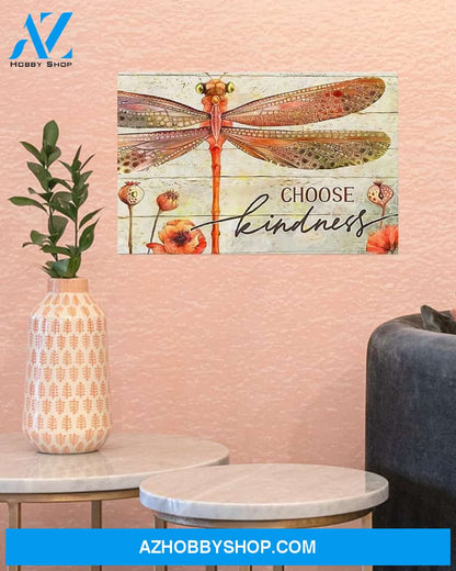 Dragonfly Choose Kindness Canvas Wall Art, Wall Decor Visual Art