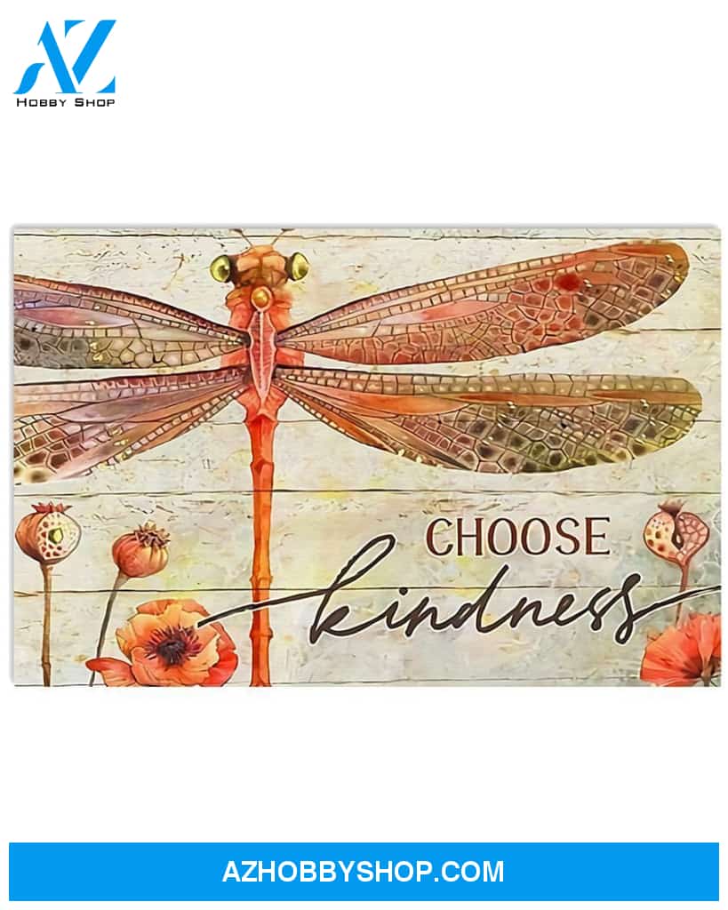 Dragonfly Choose Kindness Canvas Wall Art, Wall Decor Visual Art