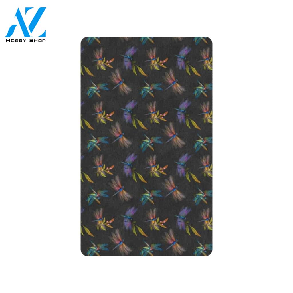 Dragonfly Colorful Realistic Print Rubber Doormat