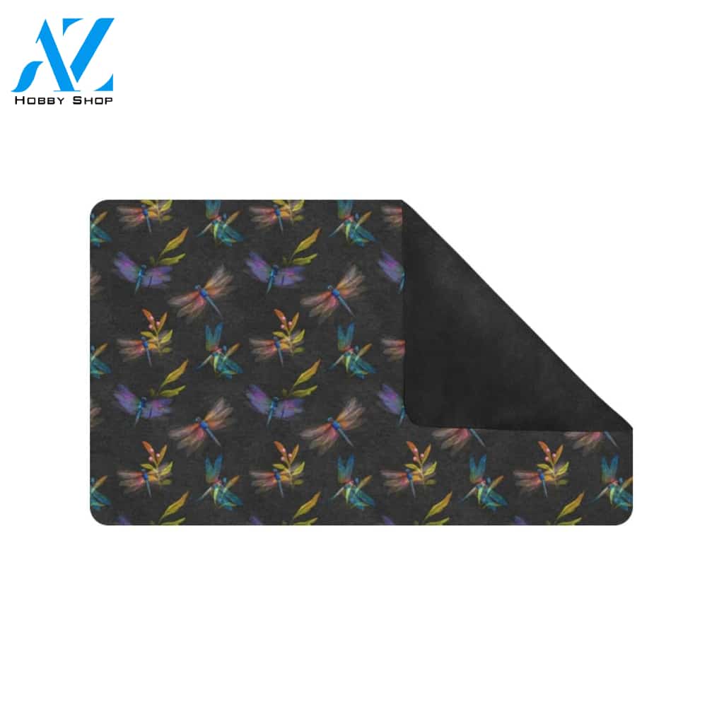 Dragonfly Colorful Realistic Print Rubber Doormat