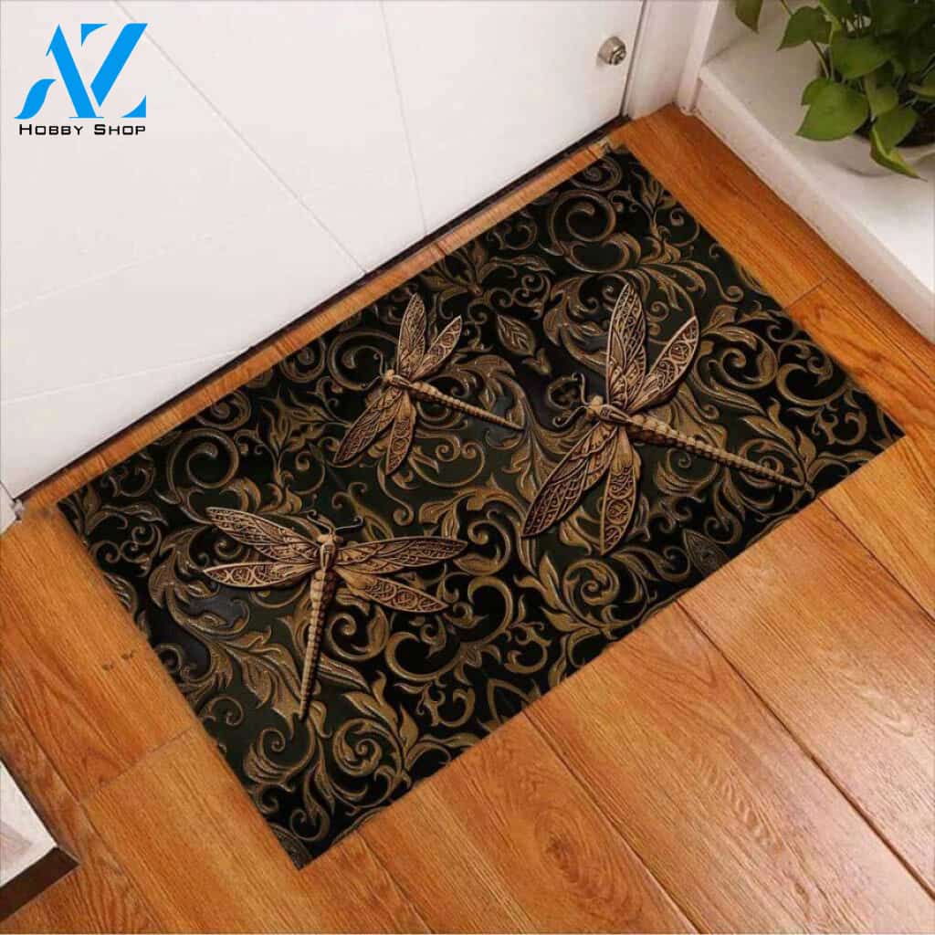 Dragonfly Easy Clean Welcome DoorMat | Felt And Rubber | 40x60 cm | 45x75 cm | 60x90 cm | Colorful | DO1049