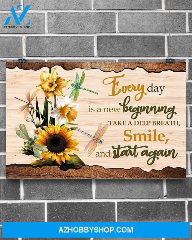 Dragonfly Every Day Is A New Beginning Canvas Painting, Wall Decor Visual Art