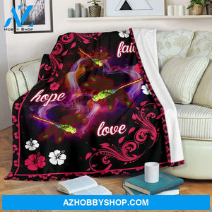 Dragonfly faith hope love Fleece Blanket