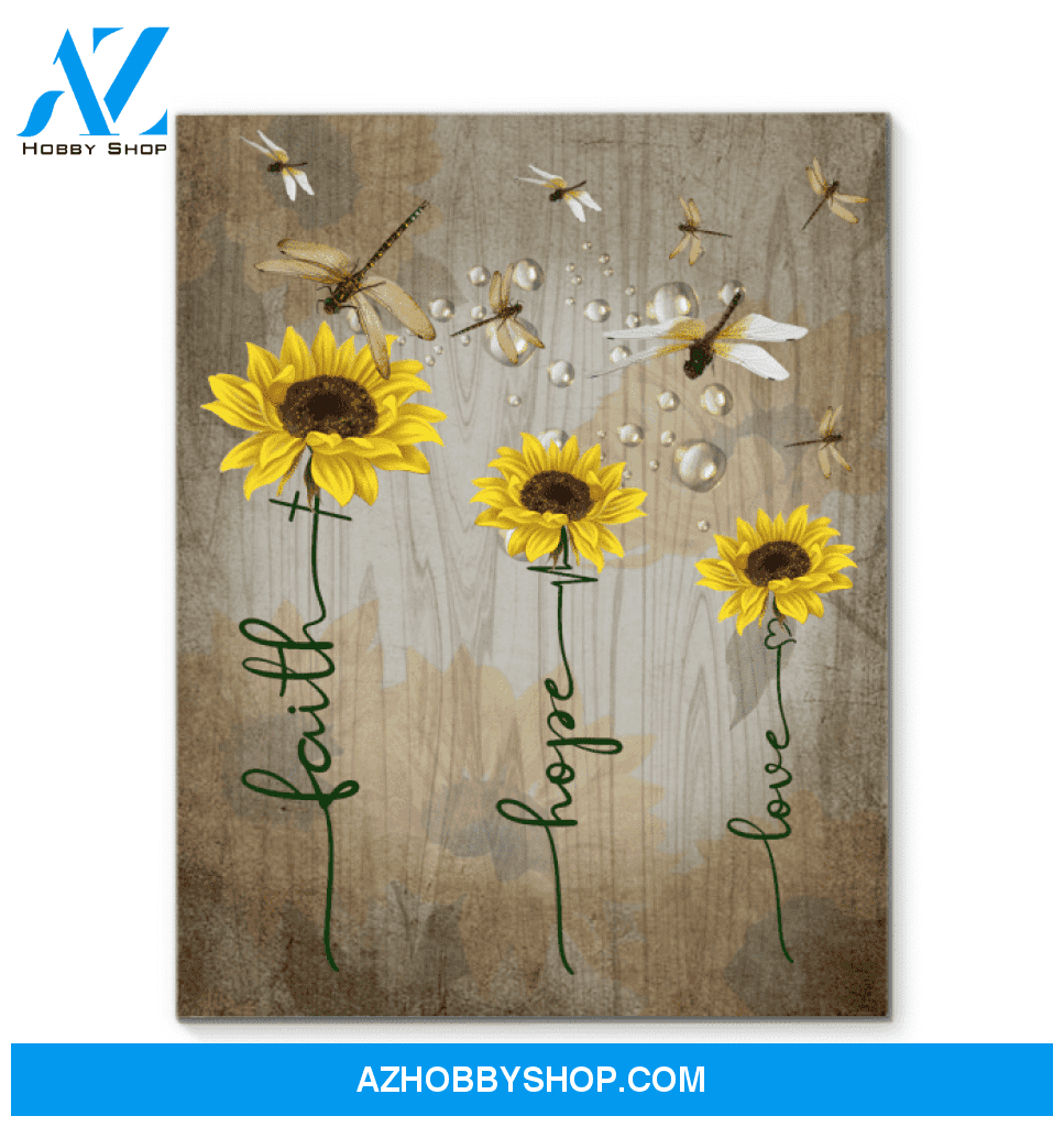 Dragonfly Faith Hope Love Vertical Canvas