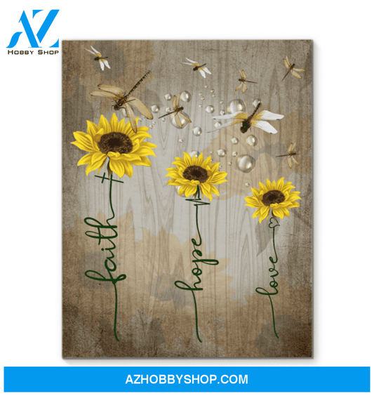 Dragonfly Faith Hope Love Vertical Canvas
