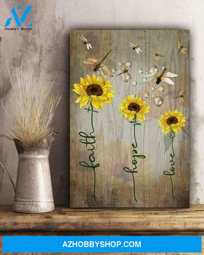 Dragonfly Faith Hope Love Worldwide Shipping Poster Canvas