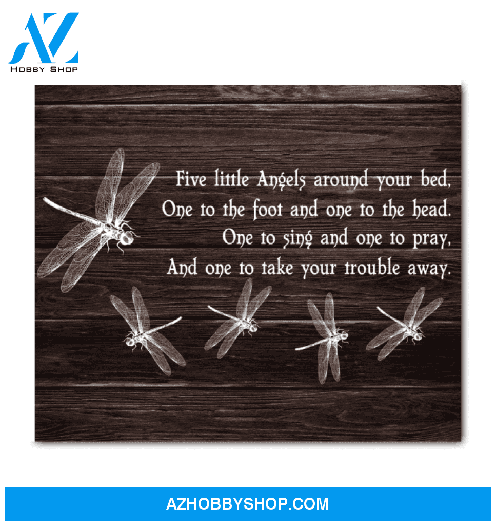 Dragonfly Five Little Angels Horizontal Canvas