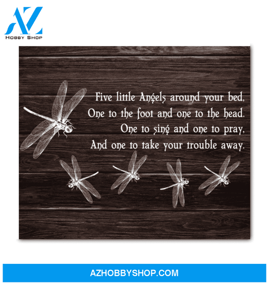 Dragonfly Five Little Angels Horizontal Canvas